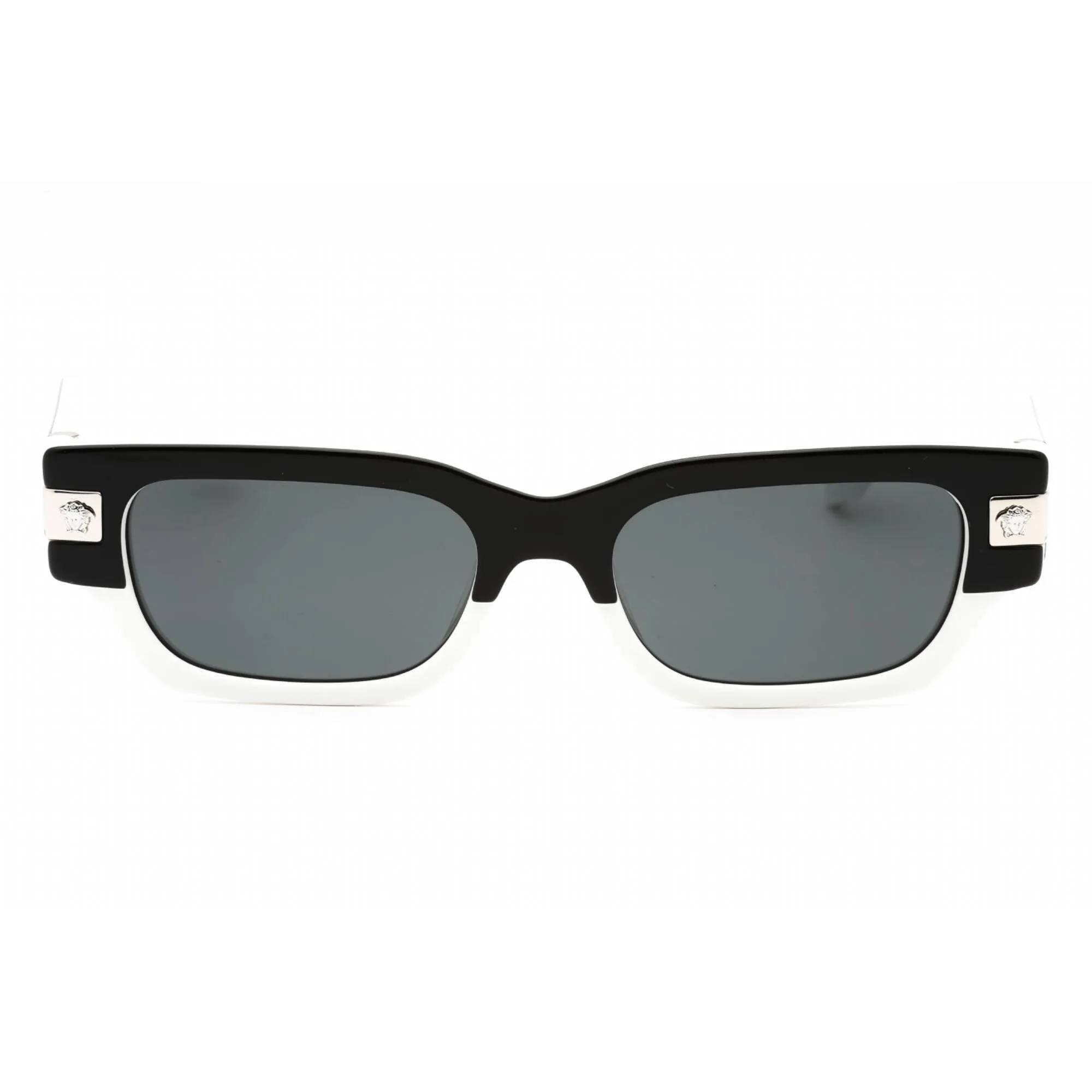 Versace Men's Sunglasses - Black/White Rectangular Half Rim Frame | 0VE4465 545987 Versace Sunglasses
