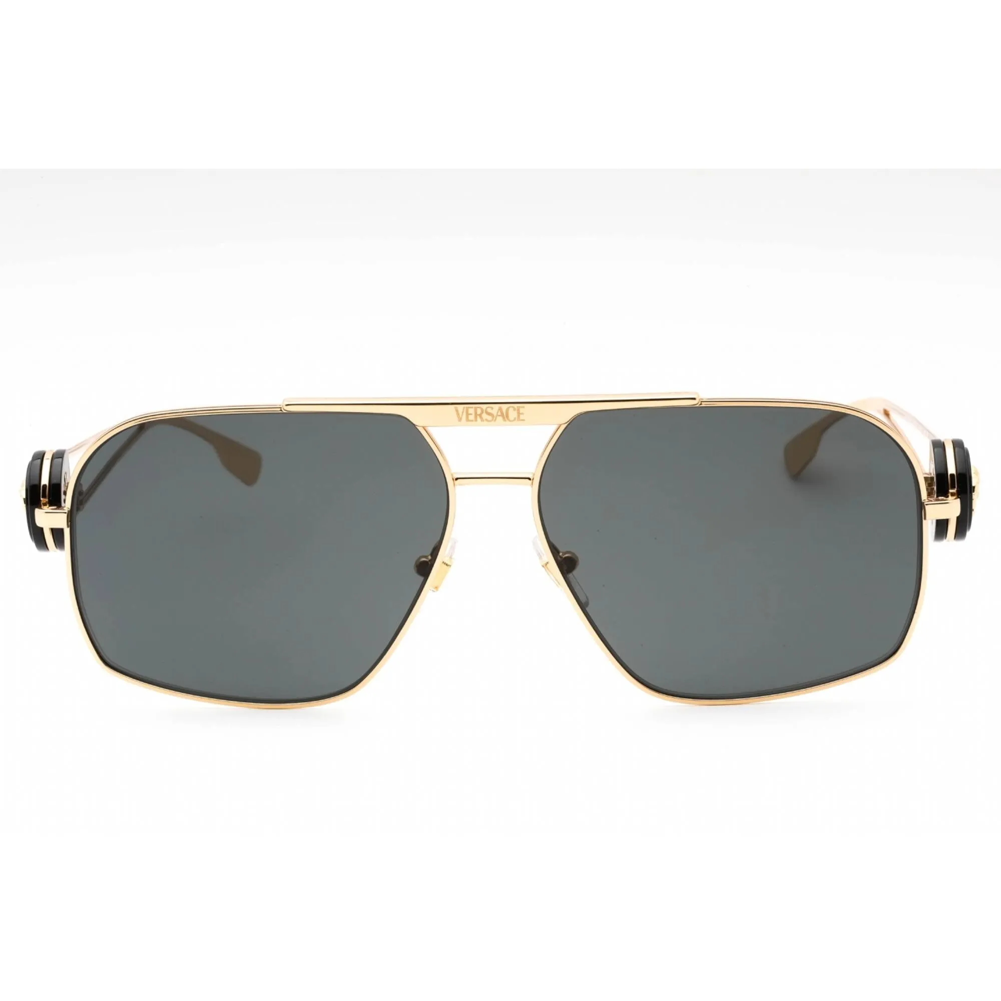 Versace Men's Sunglasses - Gold Metal Full Rim Frame Dark Grey Lens | 0VE2269 100287 Versace Sunglasses