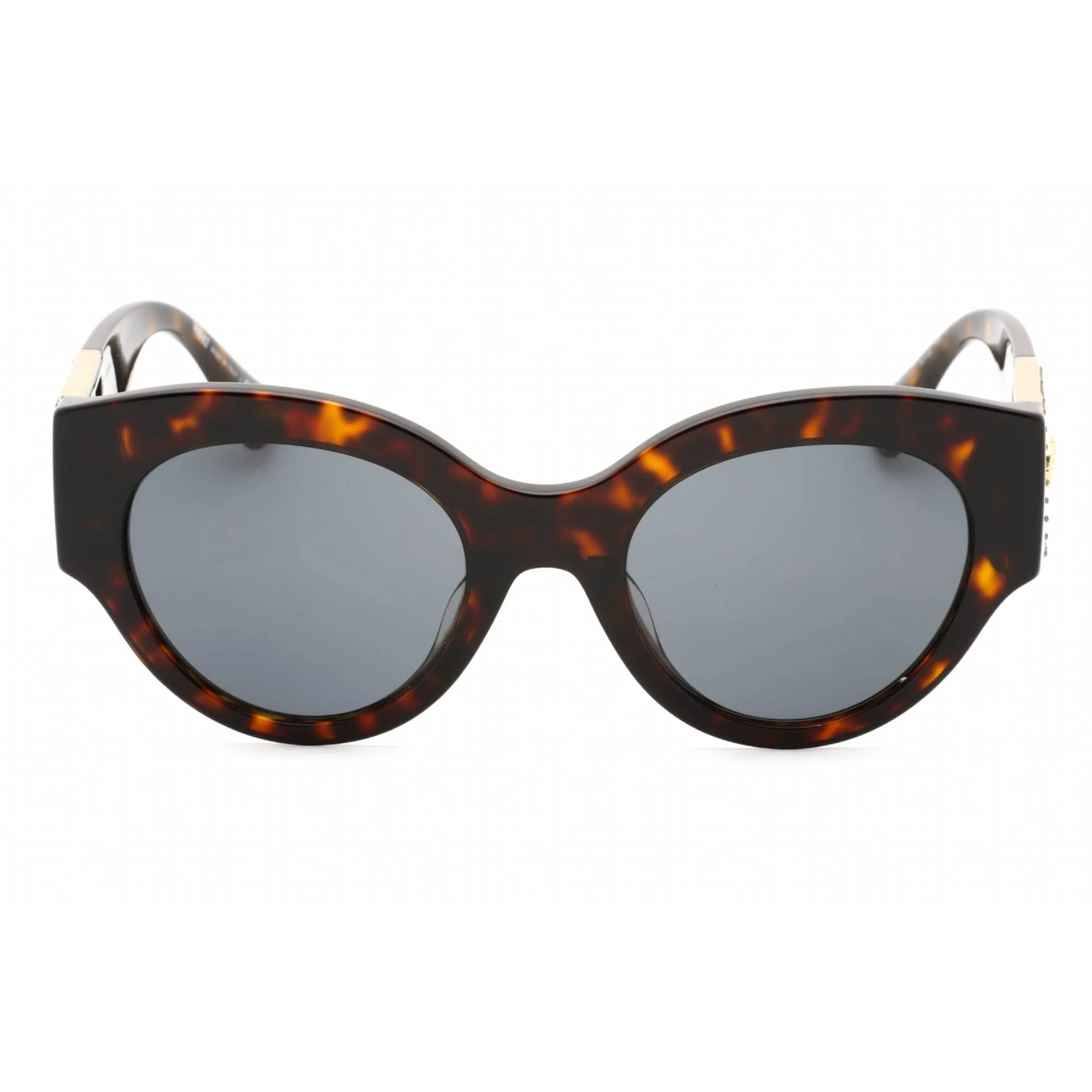 Versace Women's Sunglasses - Dark Havana Plastic Oval Shape Frame | VE4438BF 108/87 Versace Sunglasses