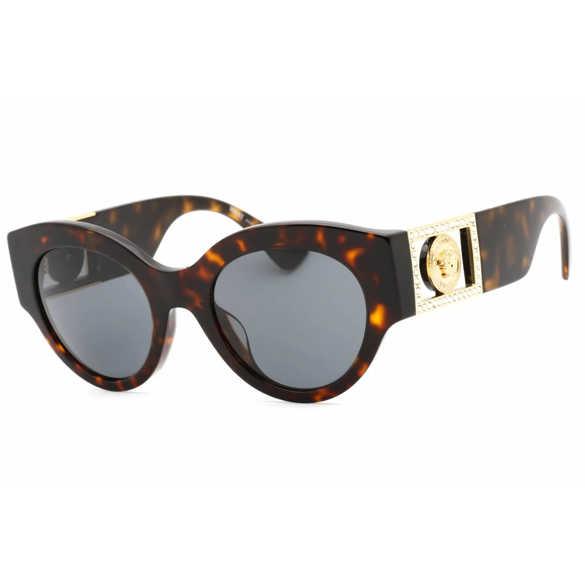 Versace Women's Sunglasses - Dark Havana Plastic Oval Shape Frame | VE4438BF 108/87 Versace Sunglasses