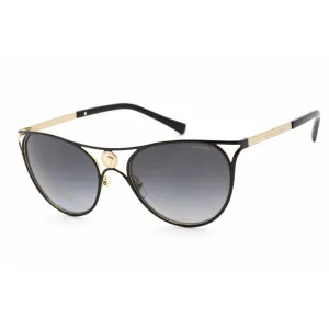 Versace Women's Sunglasses - Full Rim Black/Gold Metal Round Frame | VE2237 1433T3 Versace Sunglasses
