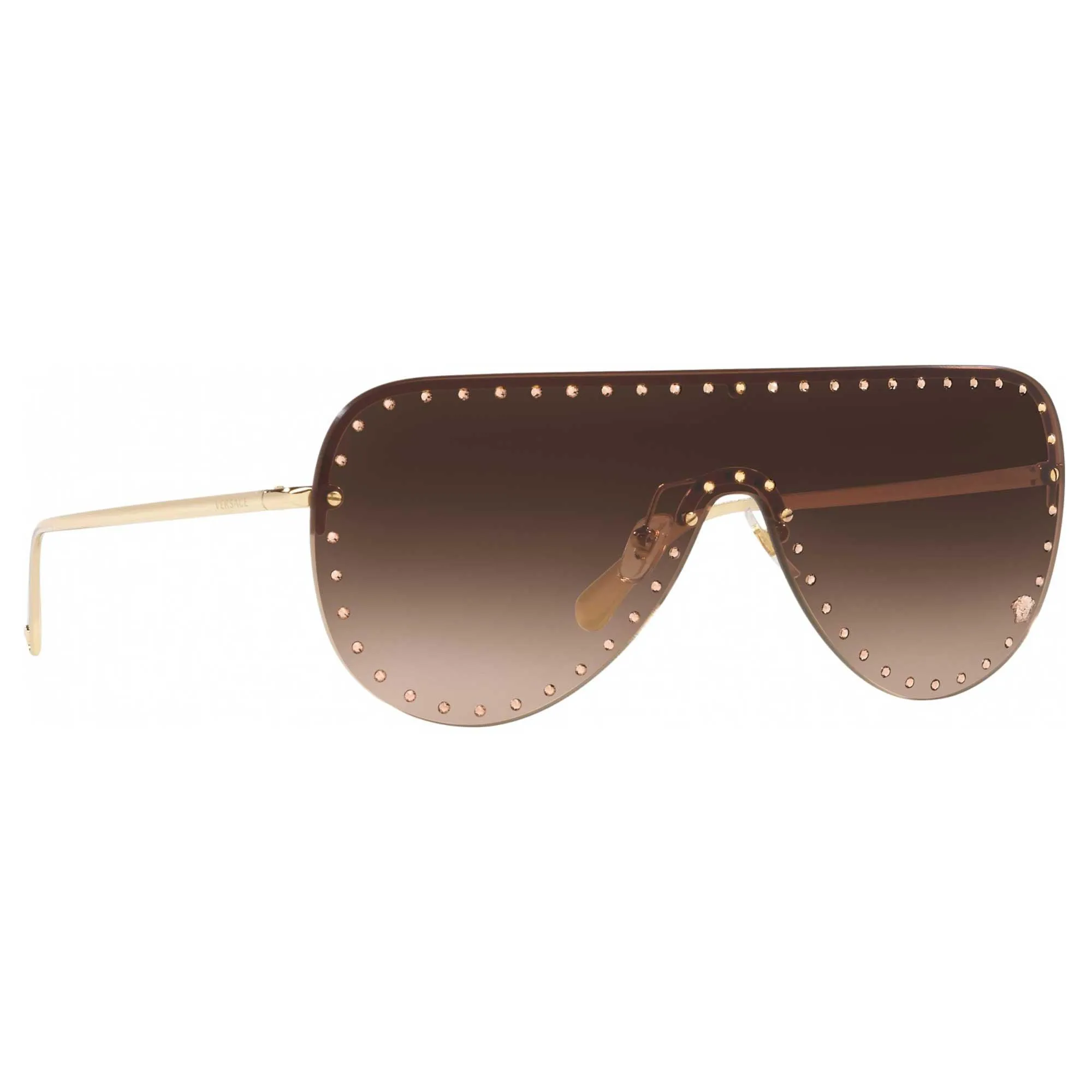 Versace Women's Sunglasses - Gold Rimless Shield Frame Gradient Lens | VE2230B 125213 Versace Sunglasses