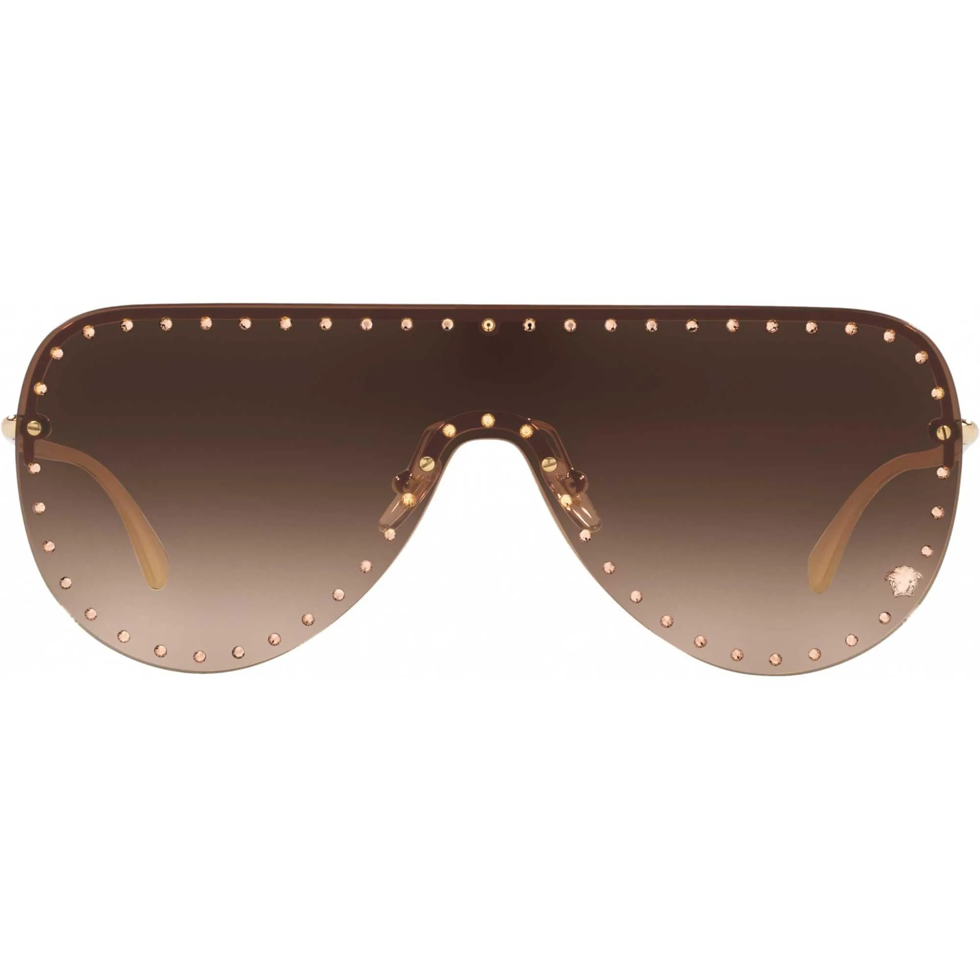 Versace Women's Sunglasses - Gold Rimless Shield Frame Gradient Lens | VE2230B 125213 Versace Sunglasses