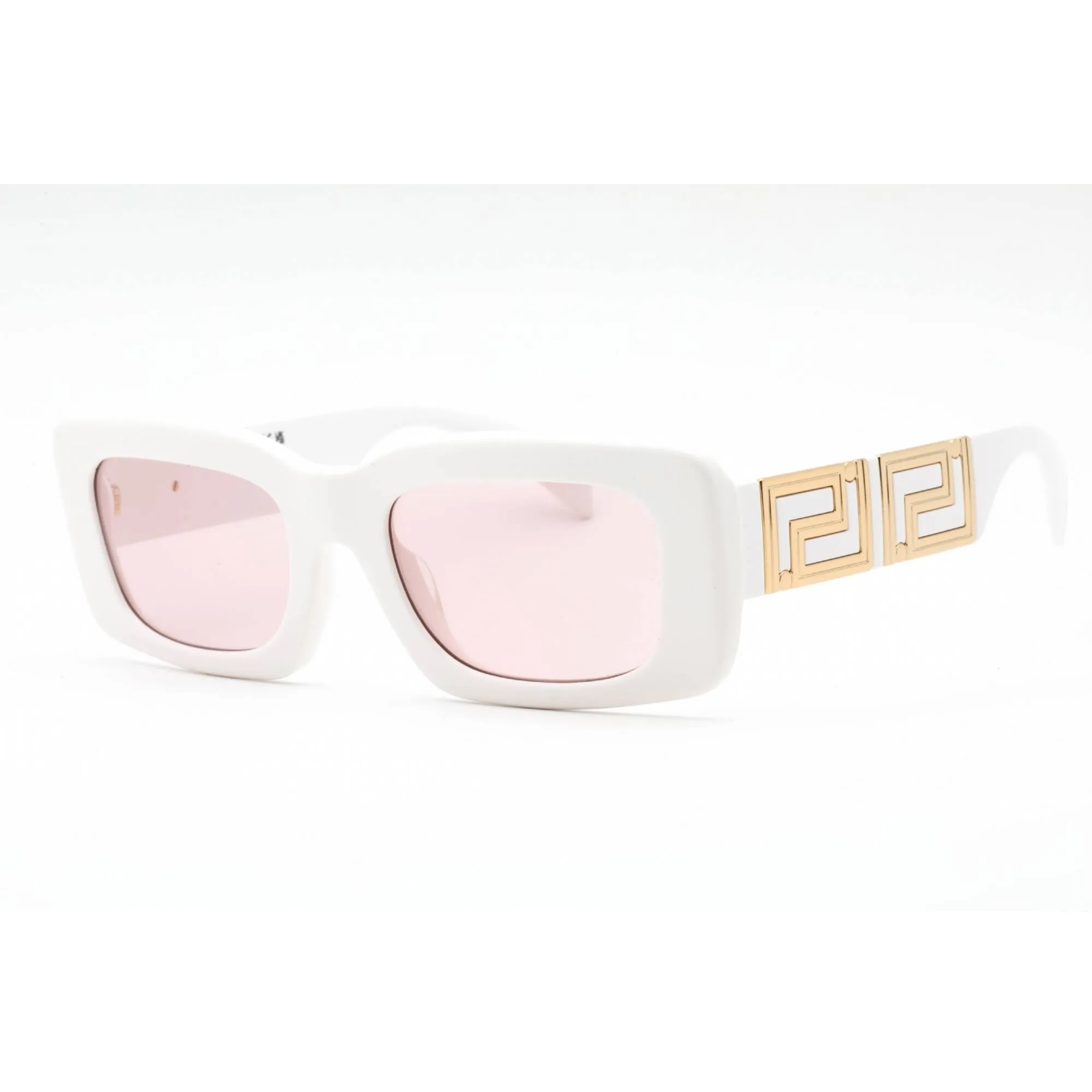 Versace Women's Sunglasses - White Rectangular Shape Frame Pink Lens | 0VE4444U 314/5 Versace Sunglasses